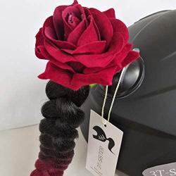 3T-SISTER Helmet Pigtails Gradient Ramp Helmet Braids Ponytail Helmet Hair with Suction Cup with Bowknot or Rose for Motor Bike 1PCS 24inch Many Colors (Helmet not Included)