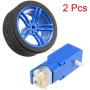 uxcell 2PCS DC Electric Motor 3-6V Dual Shaft Geared TT Magnetic Gearbox Engine w 2PCS Car Tire Wheel, Mini Smart RC Car Robot Tyres