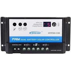 Temank Dual Battery Solar Charge Controller 20A 12V 24V Duo-Battery Solar Controller for RVs Caravans and Boats