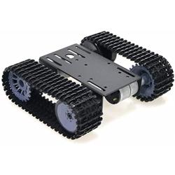 DIY Tracked Robot Chassis Smart Tank Car Chassis Kit with DC Motor, Remote Control Caterpillar Moving Robotic Tank Platform with Plastic Tracks for Arduino Raspberry Pie Microbit Python Steam (Black)