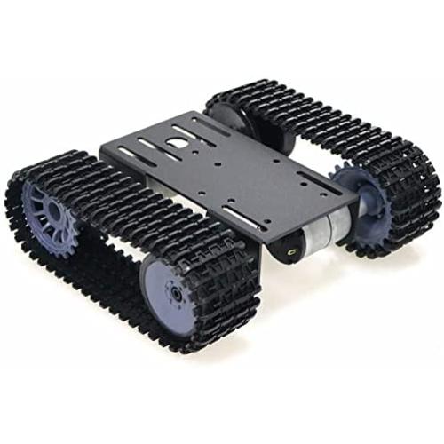 DIY Tracked Robot Chassis Smart Tank Car Chassis Kit with DC Motor, Remote Control Caterpillar Moving Robotic Tank Platform with Plastic Tracks for Arduino Raspberry Pie Microbit Python Steam (Black)
