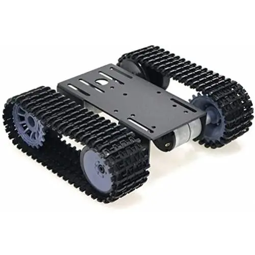 DIY Tracked Robot Chassis Smart Tank Car Chassis Kit with DC Motor, Remote Control Caterpillar Moving Robotic Tank Platform with Plastic Tracks for Arduino Raspberry Pie Microbit Python Steam (Black)