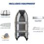 Newport Vessels 11ft 9in Baja Inflatable Dinghy Boat Transom Sport Tender - 6 Person - 20 Horsepower USCG Rated, White/Gray, (20M1000020)