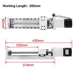 RATTMMOTOR ZBX80 200mm Stroke CNC Linear Stage Motion Actuator X Y Z Axis Linear Slide Rail Aluminum Alloy Cross Sliding Table Linear Rail Guide SFU1605 Ballscrew+Nema23 57 Stepper Motor for CNC