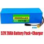 SHENGANG Lithium Battery, 52V 20AH Electric Bike Lithium Battery with Charger and BMS, for 200W 500W 750W 1000W Motor