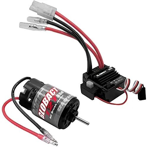GLOBACT Waterproof 550 Brushed Motor 12T and 80A ESC Brushed Motor ESC Combo BEC 5A 7.4V/6.4V for 1/10 RC Truck Car Traxxas Slash 2WD 4×4 Arrma Granite Senton Typhon 4×4 Redcat Axial HPI (TAMIYA Plug)