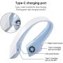 Portable Neck Fan with Headphone Design, Improved for 2021 Bladeless Neck Fan Blue USB Powered Rechargeable Neck Fan for Travel, Sports, Outdoor and Indoor Activit