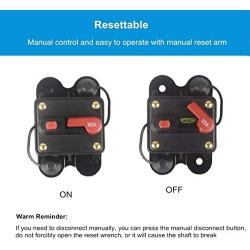 WOHHOM 300Amp Circuit Breaker Manual Reset Fuse holder, 30A-300A 12V-24V DC Protection Reset Fuse for Trolling Motor Auto Car Marine Boat Stereo Audio Inline Fuse Inverter (300A)