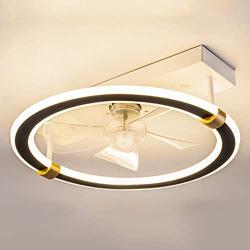 CATA-MEDICA Low Profile Fan Light 55W 3-Color Lighting Mode Smart Chandelier Flush Mount Copper Motor Ceiling Fans with Lights Victorian Acrylic Lampshade Low Profile Quiet Fan