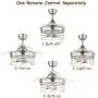 36 Industrial Retractable Ceiling Fan, ceiling fan with retractable blades, remote control, 3 speed, silent motor, Bushed Nickel (Bulb Not Included)