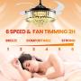 36in Dimmable Retractable Crystal Ceiling Fan Color Temperature 500k-6500k Fandelier Ceiling Fan with Lights Memory 6 Speed Chandeliers with Fans Retractable Blades for Bedroom Room
