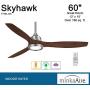 Minka-Aire F749L-BN Skyhawk 60 Inch LED Ceiling Fan with Carved Wood Blades, Integrated LED Light and DC Motor in Brushed Nickel Finish