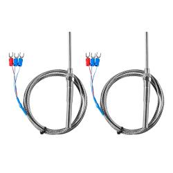 Alinan 2pcs 2M 50MM PT100 RTD Thermistor Temperature Sensor Probe, Three Wire Temperature Controller Stainless Steel