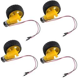 4 pcs 65 x 26mm Plastic Tire Wheel with DC 3-6v Gear Motor Dual Shaft for Arduino Smart Car