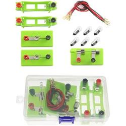 RLECS 1Set Basic Electric Circuit Laboratory Experiments Beginner Circuit Kit for Teaching Series and Parallel Circuit(1pcs Switch+2pcs AA Battery Holder+2pcs Light Holder+6pcs Bulbs and Wires)