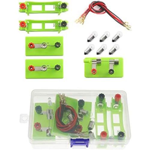 RLECS 1Set Basic Electric Circuit Laboratory Experiments Beginner Circuit Kit for Teaching Series and Parallel Circuit(1pcs Switch+2pcs AA Battery Holder+2pcs Light Holder+6pcs Bulbs and Wires)