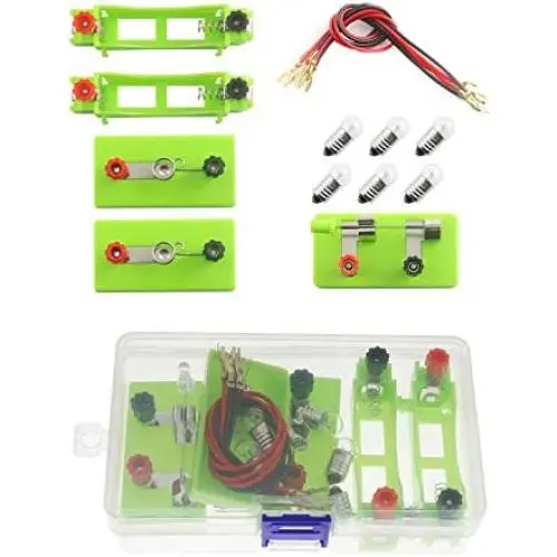 RLECS 1Set Basic Electric Circuit Laboratory Experiments Beginner Circuit Kit for Teaching Series and Parallel Circuit(1pcs Switch+2pcs AA Battery Holder+2pcs Light Holder+6pcs Bulbs and Wires) RLECS 1Set Basic Electric Circuit Laboratory Experiments Beginner Circuit Kit for Teaching Series and Parallel Circuit(1pcs Switch+2pcs AA Battery Holder+2pcs Light Holder+6pcs Bulbs and Wires)