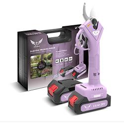 Electric Pruning Shears, Battery Powered Tree Pruner with 2 pack 2Ah Lithium Batteries, Cordless Electric Tree Pruning with Brushless Motor- 30MM (1.2 inch) Max Cutting Diameter and purple (HZTW003)