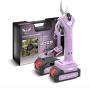 Electric Pruning Shears, Battery Powered Tree Pruner with 2 pack 2Ah Lithium Batteries, Cordless Electric Tree Pruning with Brushless Motor- 30MM (1.2 inch) Max Cutting Diameter and purple (HZTW003)