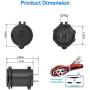 Quick Charge 3.0 Dual USB Charger Socket, Waterproof 12V/24V USB Outlet QC3.0 Fast Charger Socket with Touch Switch DIY Kit for Car, Golf Cart, Marine, Boat, RV, Motorcycle, Truck, etc (Blue)