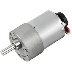 uxcell Gear Motor with Encoder DC 24V 530RPM Gear Ratio 18.8:1 D Shaft Metal Encoder Gear Motor Silver 37Dx52L mm for Robot RC Model DIY Engine