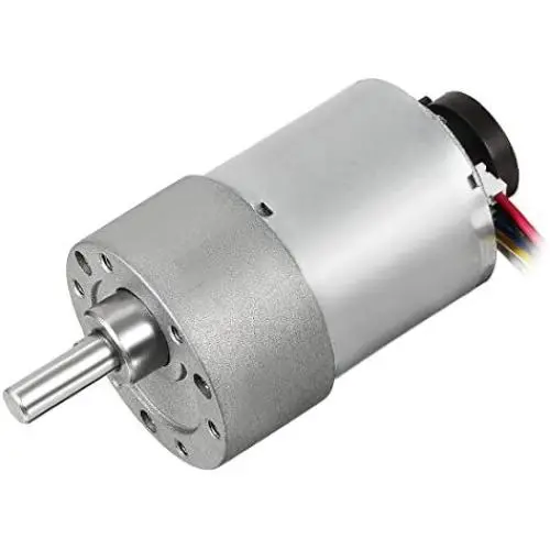 uxcell Gear Motor with Encoder DC 24V 530RPM Gear Ratio 18.8:1 D Shaft Metal Encoder Gear Motor Silver 37Dx52L mm for Robot RC Model DIY Engine