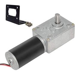 Bemonoc Small High Torque 12 Volt Reversible 20 RPM DC Worm Gear Motor for BBQ Drive Replacement with Install Bracket