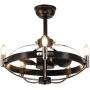 Black Caged Ceiling Fan with Lights Remote Control, MADSHNE 23 Modern Industrial Chandelier Ceiling Fan with Light, Bladeless Ceiling fan Light, DC Motor Reversible