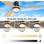 BECLOG Wood Ceiling Fans,52 Outdoor Ceiling Fan with Lights Remote Control 3 Wood Fan Blades Reversible DC Motor