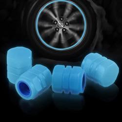 BJSIA Noctilucous Car Tire Valve Stem Caps, 4ps Universal Air Caps Cover, Car Accessories Universal for Car, Motorcycles, SUV, Trucks, and Bike-Blue
