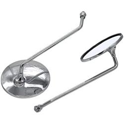 LMoDri Chrome Motorcycle Rear View Mirrors ATV Scooter Back Side Mirror 8mm (Long Rod)