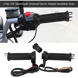 1 Pair Heated ATV Hand Grips, Keenso Universal 7/8in 22mm Heated Hand Grips Warmers Handlebar Grips Heated Voltmeter USB Charger for Motorcycle Bike ATV