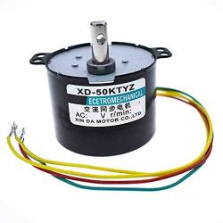 50KTYZ AC 220V 10W 0.5A Small Electric Low Speed Permanent Magnet Synchronous Motor CW/CCW 2.5/20RPM High Torque Metal Geared (220V 50RPM)