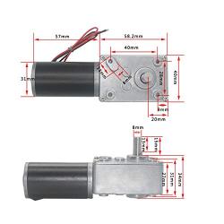 24V 8mm Shaft Worm Gear Motor, High Torsion Metal Gearbox Reversible Electric Turbo Speed Reduction Motor with Ball Bearing(10RPM)