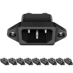 10 Pack AC 250V 10A IEC 320 C14 Panel Mount Plug Adapter Power Connector Socket Black Screw Mount 3 Pins Inlet Power Plug Socket by MXR