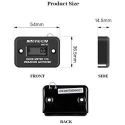NKTECH NK-V1 Vibration Hour Meter Inductive Digital Self Powered Wireless Job Timer IP68 99999HRS for Gas Generator Lawn Mower Motor Jetski Marine ATV outboards Chainsaw (Black)