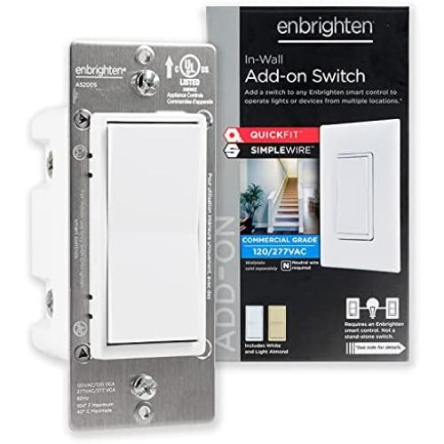 Enbrighten Add-On Switch QuickFit and SimpleWire, In-Wall Rocker Paddle, Z-Wave ZigBee Wireless Smart Lighting Controls, NOT A STANDALONE Switch, 46199 , White