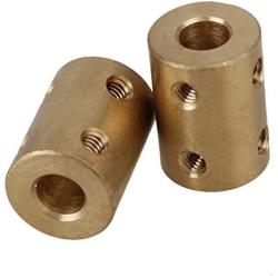 2pcs 7 x 7mm Motor Shaft Rigid Brass Sleeve Coupling Connector + Tighten Screws
