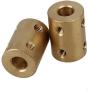 2pcs 7 x 7mm Motor Shaft Rigid Brass Sleeve Coupling Connector + Tighten Screws