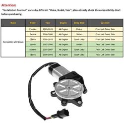 A-Premium Power Window Lift Motor Compatible with Nissan Frontier Xterra 2002-2015 Sentra 2000-2006 Front Left Driver & Altima 2002-2006 Murano Xterra Rear Left Driver Side