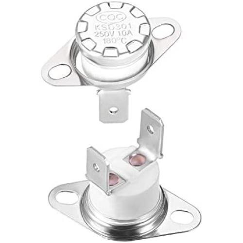 uxcell KSD301 Thermostat 180°C/356°F 10A Normally Closed N.C Adjust Snap Disc Temperature Switch 2pcs