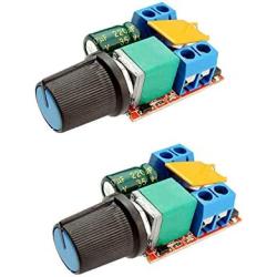 COVVY Mini PWM DC Motor Speed Controller 3V 6V 12V 24V 35V Speed Control Switch LED Dimmer 5A, Pack of 2