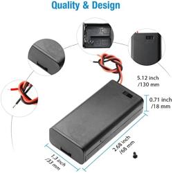 QTEATAK 5Pcs 2X 1.5V AA Battery Holder Case with On/Off Switch and Wire Leads