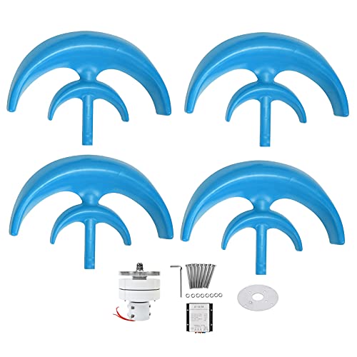 Kit d'Éolienne 800W 4 Pales, Accessoires et Pièces pour Manœuvre, Générateur Moteur AC, Système Solaire Blue Lantern Type Double Couche Avec Contrôleur [48V]