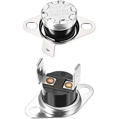Interrupteur de température à disque Snap Disc KSD301 90°C/194°F 10A Normalement Ouvert N.O. pour Micro-ondes et Cafetière, 2 pièces. Interrupteur de température à disque Snap Disc KSD301 90°C/194°F 10A Normalement Ouvert N.O. pour Micro-ondes et Cafetière, 2 pièces.