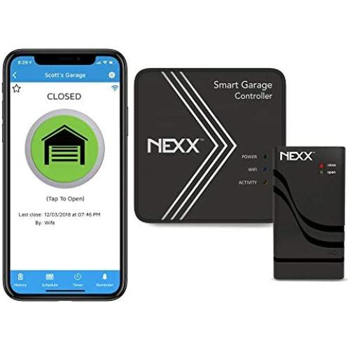 NEXX Door NXG-200 Smart WiFi Remotely Control Existing Garage Opener with App, Compatible with Amazon Alexa, Google Assistant, No Hub Required, Black
