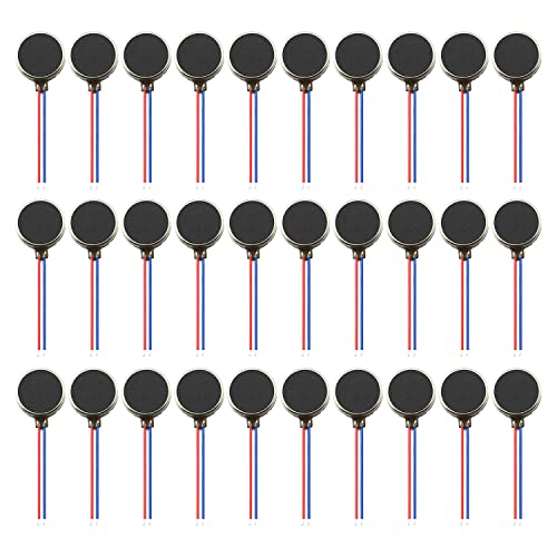 DaFuRui 30PCS 10mmx3.4mm Mini Vibration Motors DC 3V 11000rpm Flat Coin Button-Type Micro DC Vibrating Motor for Mobile Cell Phone Pager Tablet Household Appliances