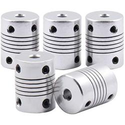 Saiper Flexible Couplings 5mm to 5mm (5pcs) Aluminum Alloy Joint Connector Compatible with NEMA 17 Stepper Motors, RepRap 3D Printer or CNC Machine, 3D Printer Accessories