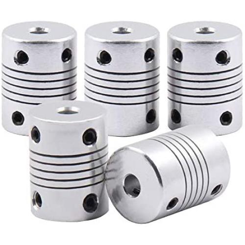 Saiper Flexible Couplings 5mm to 5mm (5pcs) Aluminum Alloy Joint Connector Compatible with NEMA 17 Stepper Motors, RepRap 3D Printer or CNC Machine, 3D Printer Accessories