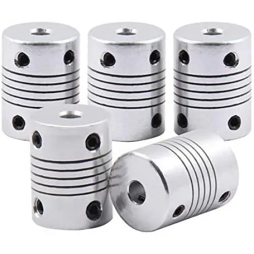 Saiper Flexible Couplings 5mm to 5mm (5pcs) Aluminum Alloy Joint Connector Compatible with NEMA 17 Stepper Motors, RepRap 3D Printer or CNC Machine, 3D Printer Accessories